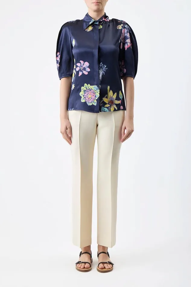 Gabriela Hearst Tops Women Sansi Top In Dark Navy Multi Printed Silk