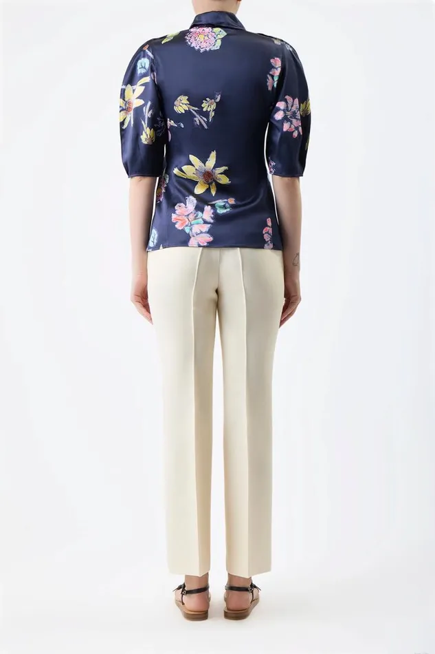 Gabriela Hearst Tops Women Sansi Top In Dark Navy Multi Printed Silk