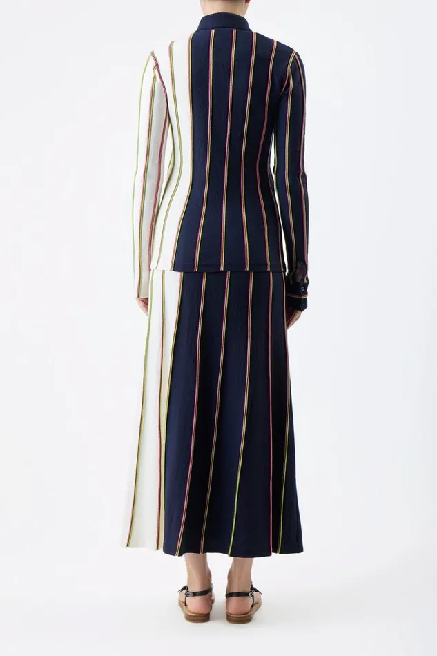 Gabriela Hearst Tops Women Tessa Knit Shirt In Navy Multi Striped Merino Wool