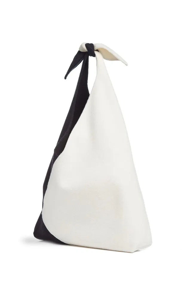 Gabriela Hearst Totes WomenMen Hildegard Tote Bag In Black and Ivory DoubleFace Recycled Cashmere