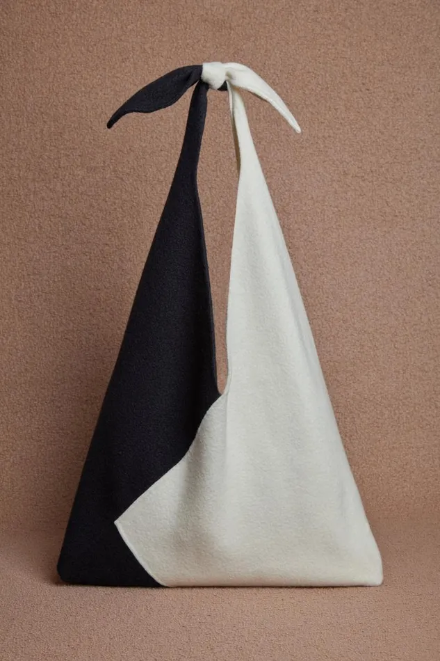 Gabriela Hearst Totes WomenMen Hildegard Tote Bag In Black and Ivory DoubleFace Recycled Cashmere