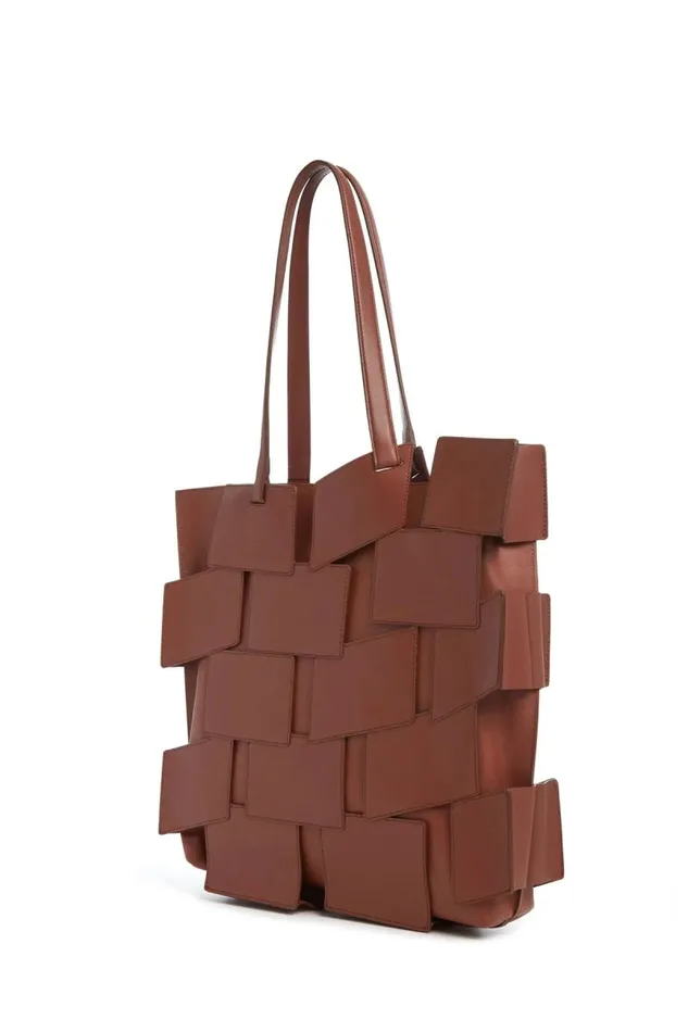 Gabriela Hearst Totes WomenMen Lacquered Tote Bag In Cognac Patchwork Leather