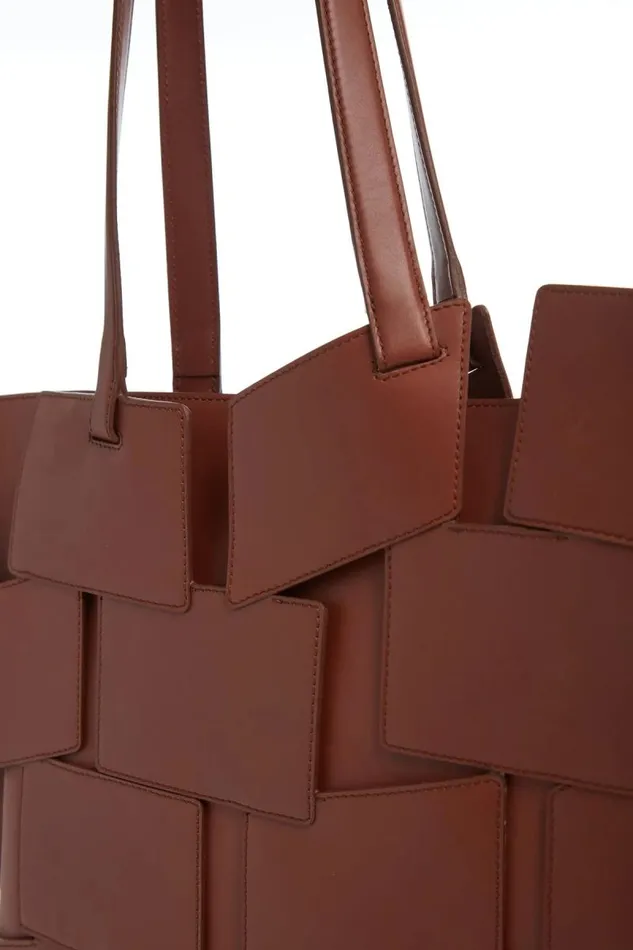 Gabriela Hearst Totes WomenMen Lacquered Tote Bag In Cognac Patchwork Leather