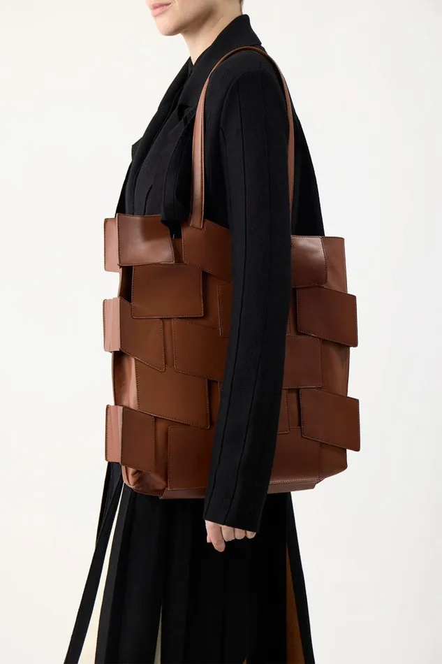 Gabriela Hearst Totes WomenMen Lacquered Tote Bag In Cognac Patchwork Leather