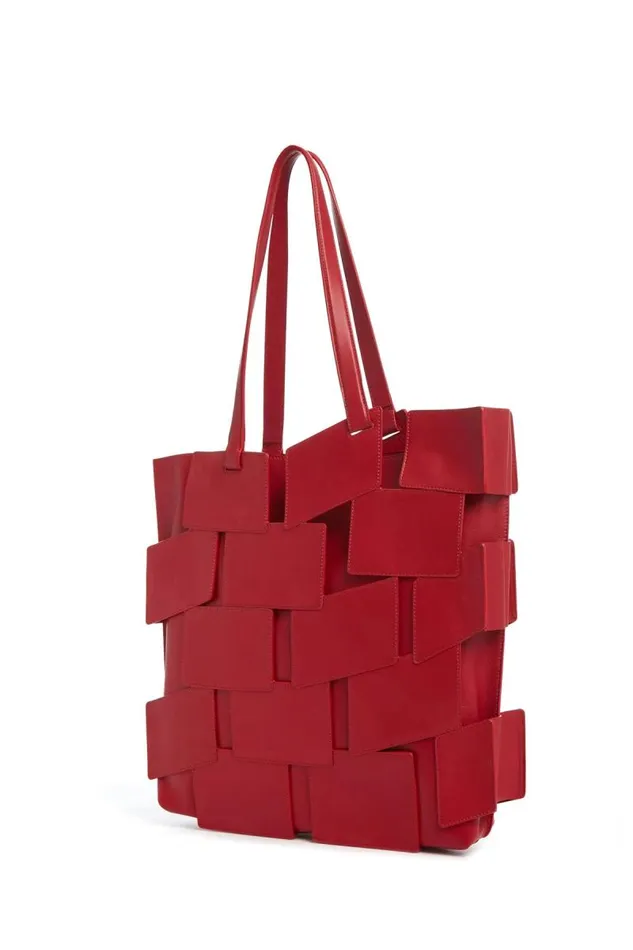 Gabriela Hearst Totes WomenMen Lacquered Tote Bag In Red Topaz Patchwork Leather