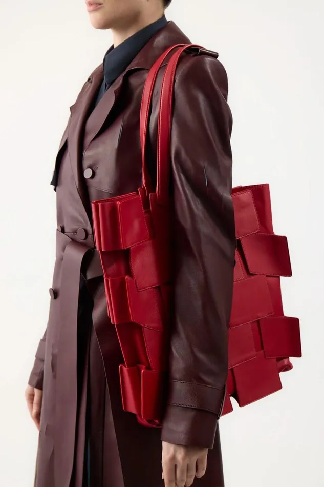 Gabriela Hearst Totes WomenMen Lacquered Tote Bag In Red Topaz Patchwork Leather