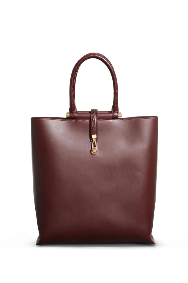 Gabriela Hearst Totes WomenMen Vevers Tote Bag In Bordeaux Leather With Crocodile Leather Handle
