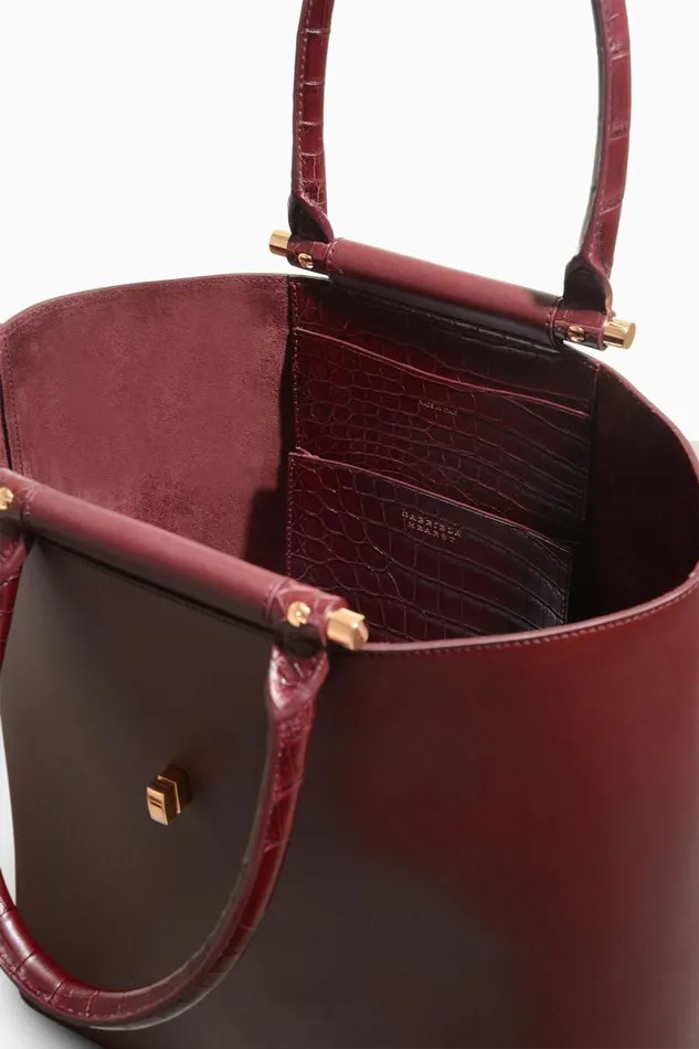 Gabriela Hearst Totes WomenMen Vevers Tote Bag In Bordeaux Leather With Crocodile Leather Handle