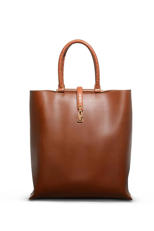 Gabriela Hearst Totes WomenMen Vevers Tote Bag In Cognac Leather With Crocodile Leather Handle