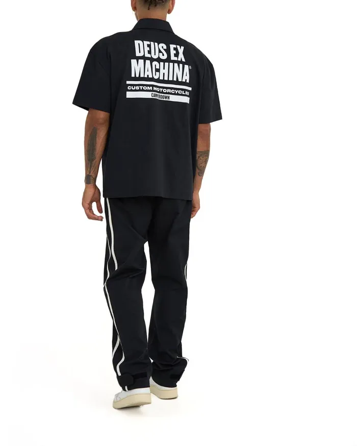 Grandstand Polo 8211 Black Men Deus Ex Machina Shirts Grandstand Polo 8211 Black Men Deus Ex Machina Shirts