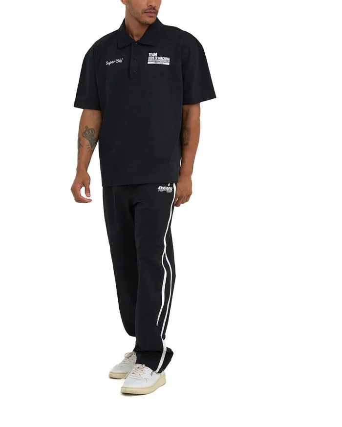 Grandstand Polo 8211 Black Men Deus Ex Machina Shirts Grandstand Polo 8211 Black Men Deus Ex Machina Shirts