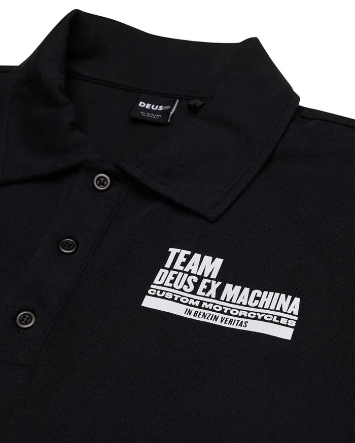 Grandstand Polo 8211 Black Men Deus Ex Machina Shirts Grandstand Polo 8211 Black Men Deus Ex Machina Shirts