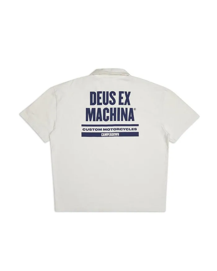 Grandstand Polo 8211 Vintage White Men Deus Ex Machina Shirts Grandstand Polo 8211 Vintage White Men Deus Ex Machina Shirts