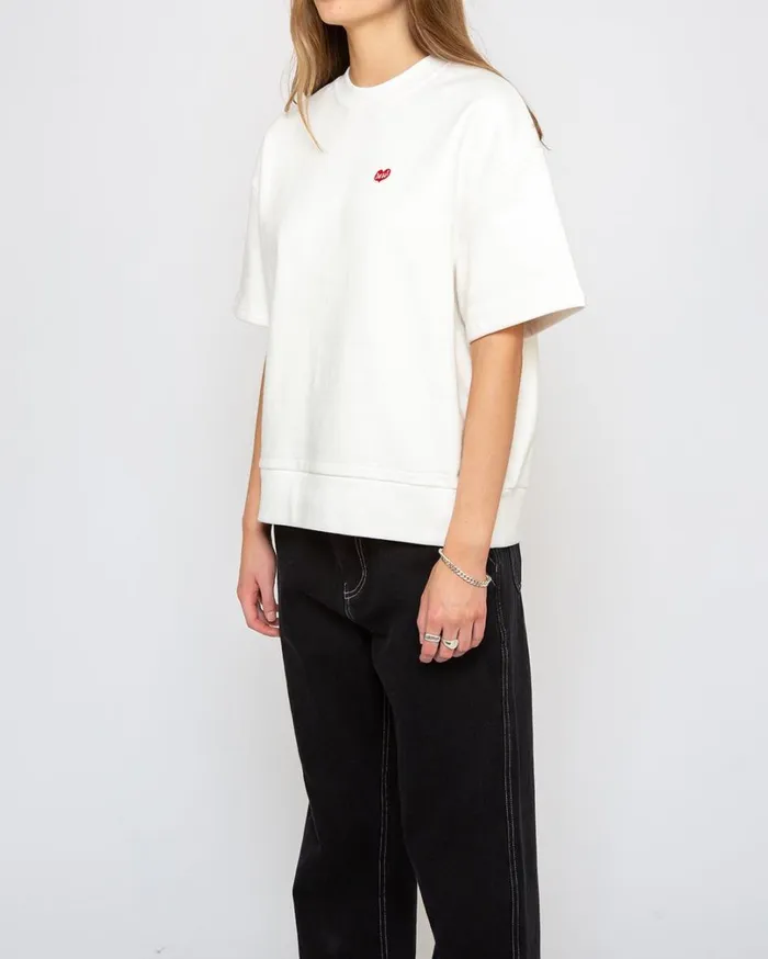 Heart Short Sleeve Crew 8211 Vintage White Women Deus Ex Machina Hoodies and Sweaters Heart Short Sleeve Crew 8211 Vintage White Women Deus Ex Machina Hoodies and Sweaters