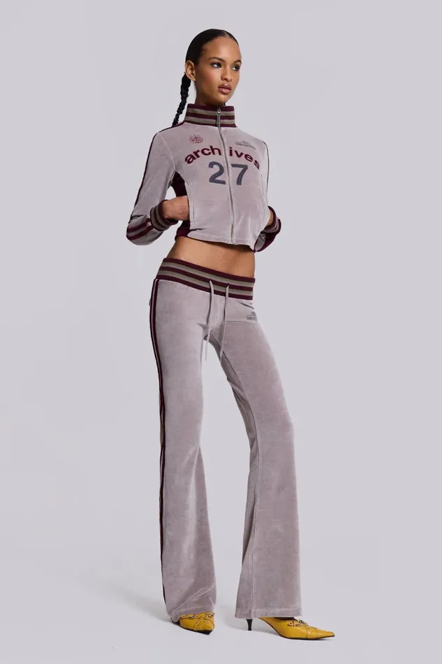 Jaded London 27 Velour Low Rise Bootcut Trousers Women Joggers and Sweatpants