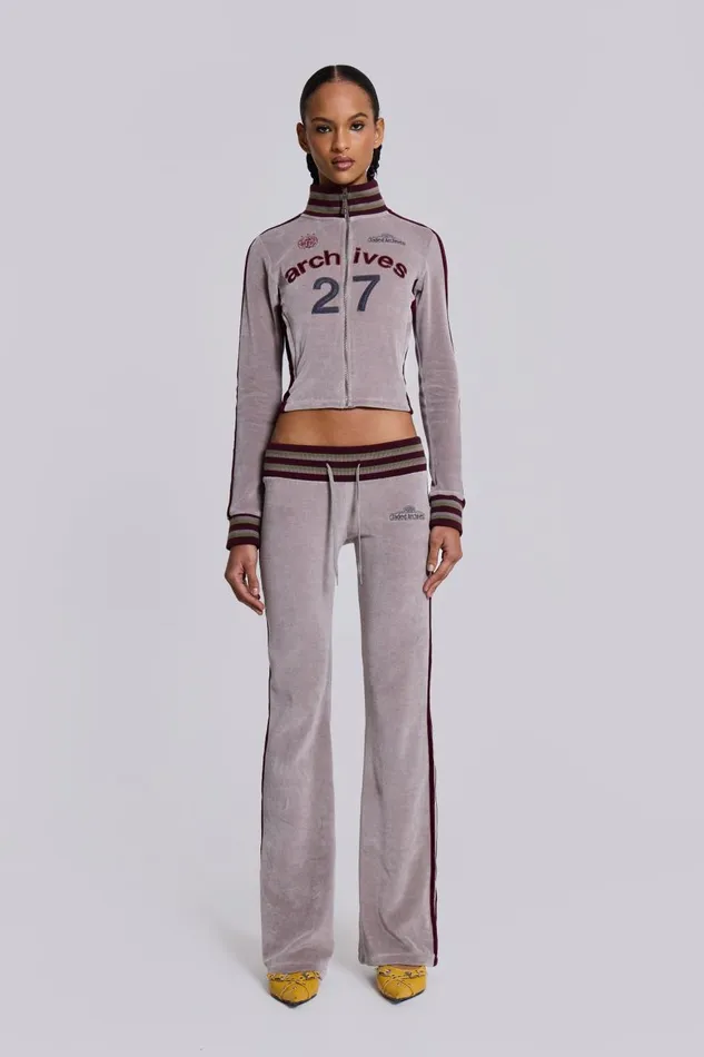 Jaded London 27 Velour Low Rise Bootcut Trousers Women Joggers and Sweatpants