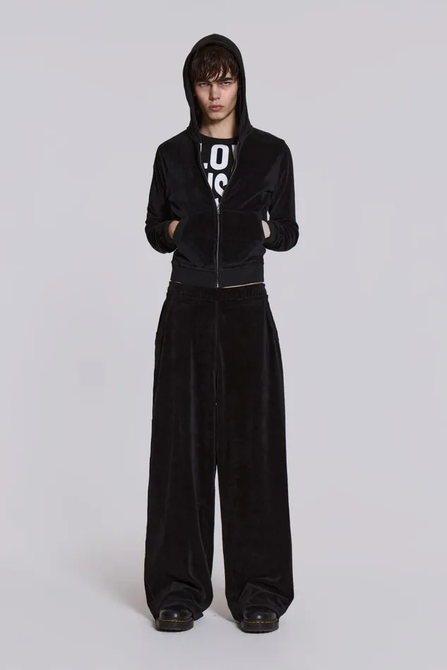 Jaded London Angel Velour Zip Hoodie Men Hoodies and Sweatshirts