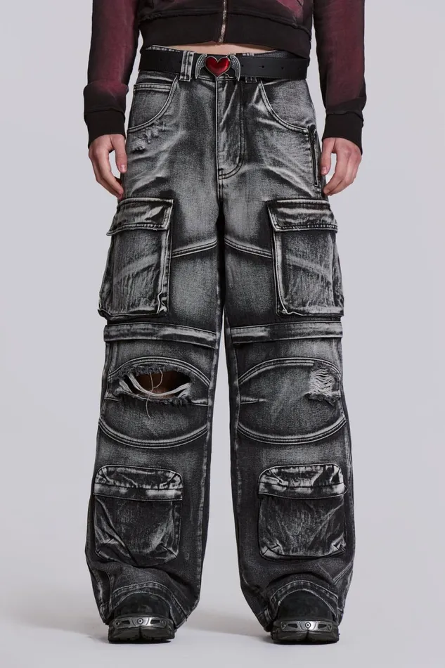 Jaded London Apex Denim Cargos Men Baggy Jeans