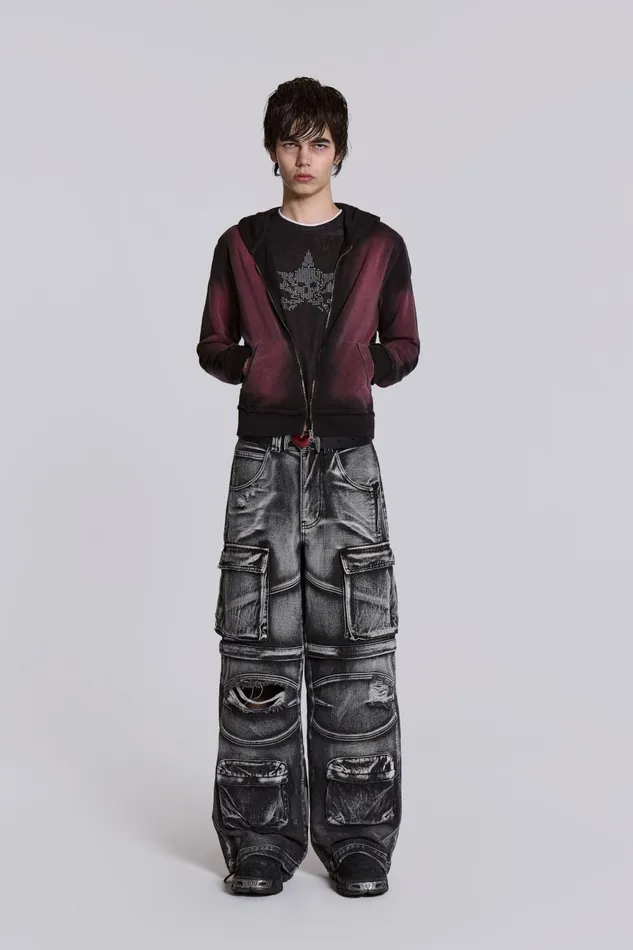 Jaded London Apex Denim Cargos Men Baggy Jeans