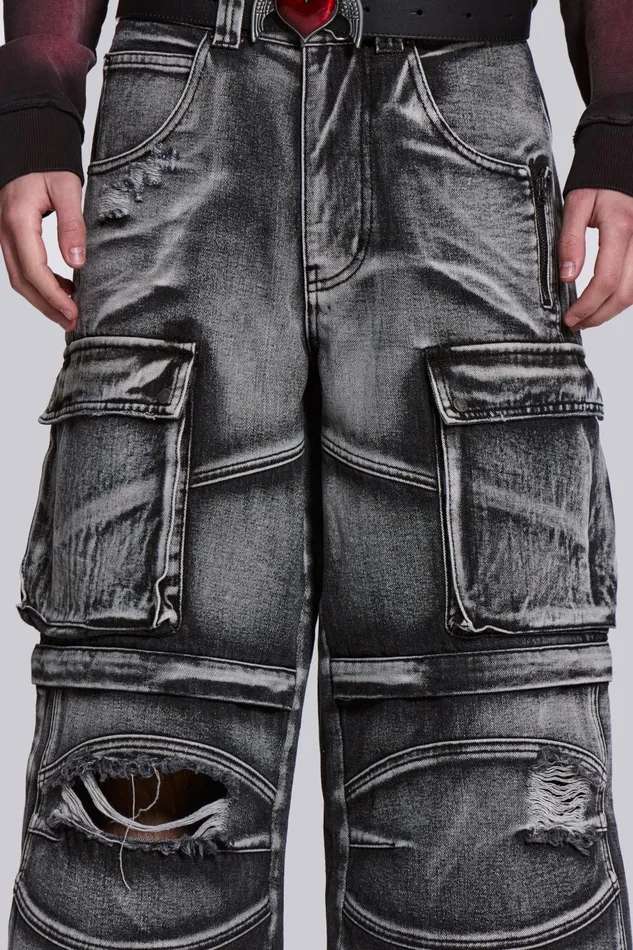 Jaded London Apex Denim Cargos Men Baggy Jeans