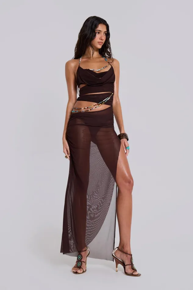 Jaded London Arlea Draped Maxi Dress With Beaded Trim Women Maxi Dresses