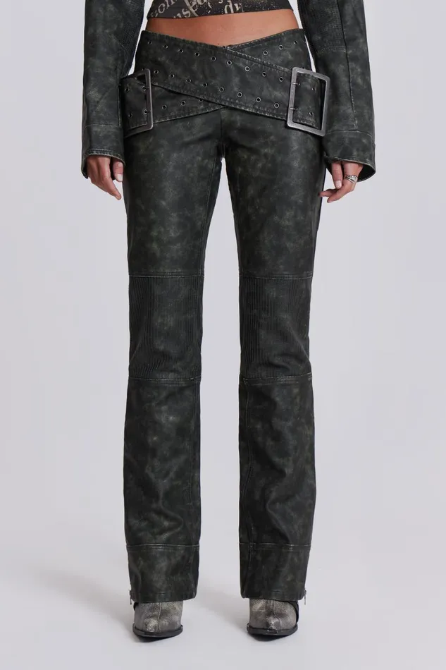 Jaded London Assassin Faux Black Leather Trousers With Moto Panelling Women CoOrds