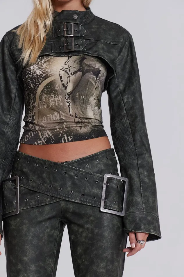 Jaded London Assassin Faux Black Leather Trousers With Moto Panelling Women CoOrds