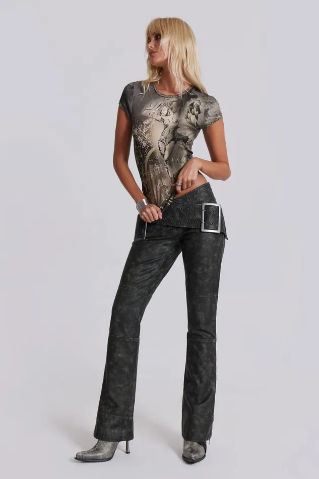 Jaded London Assassin Faux Black Leather Trousers With Moto Panelling Women CoOrds