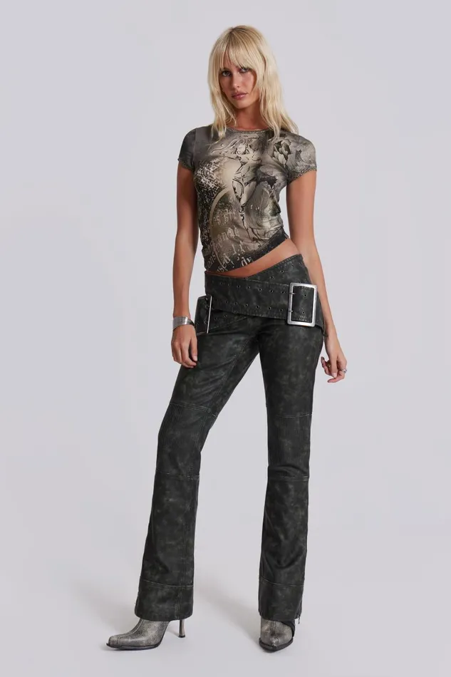 Jaded London Assassin Faux Black Leather Trousers With Moto Panelling Women CoOrds