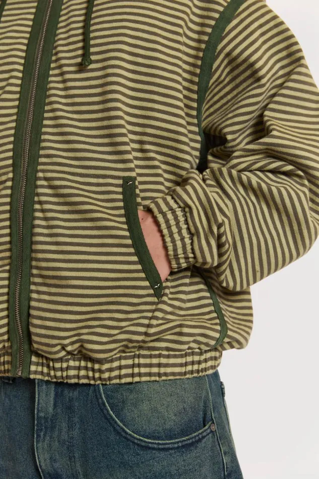 Jaded London Astro Green Stripe Hoodie Men Hoodies and Sweatshirts