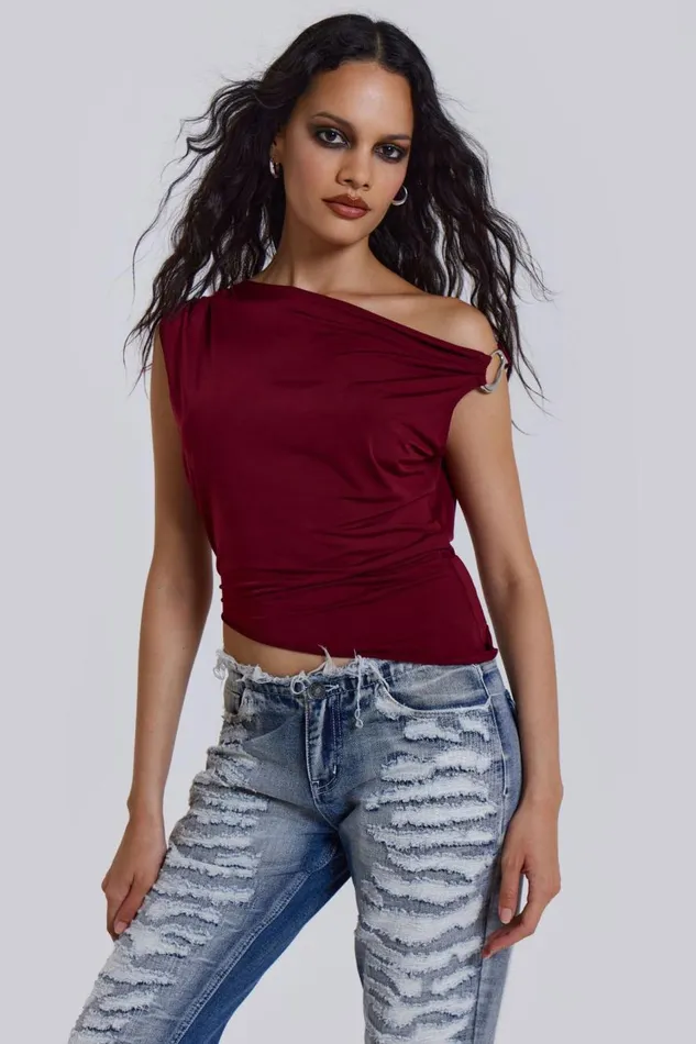 Jaded London Asymmetric Slinky Top Women Crop Tops