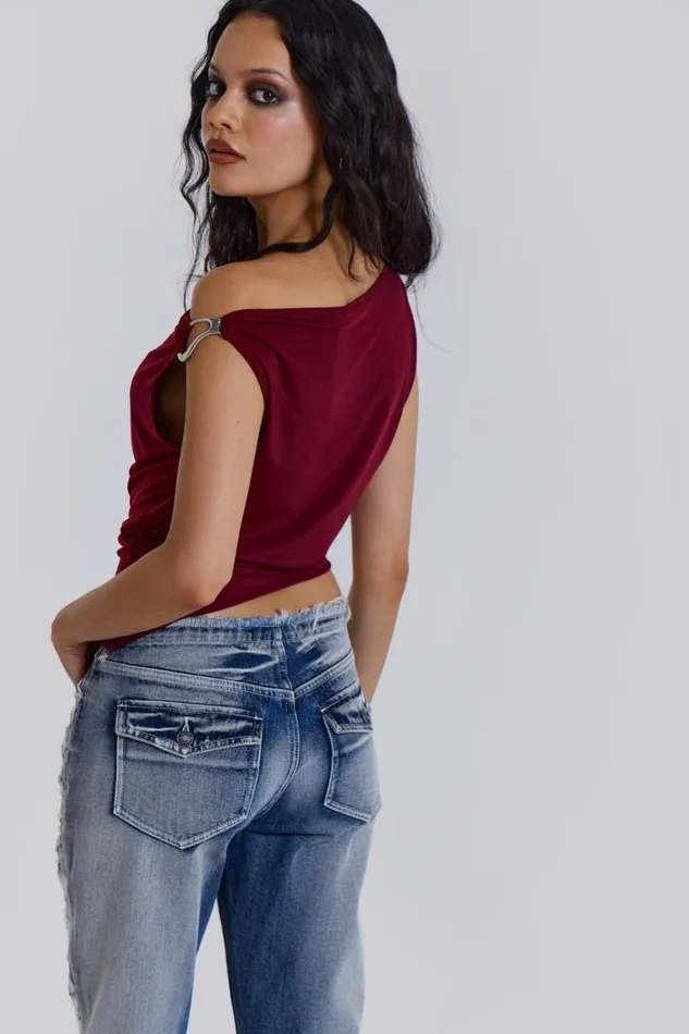 Jaded London Asymmetric Slinky Top Women Crop Tops