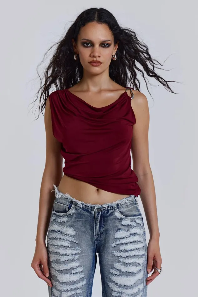 Jaded London Asymmetric Slinky Top Women Crop Tops
