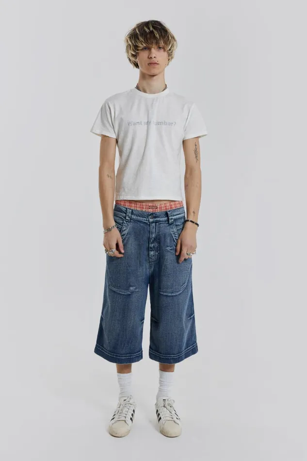 Jaded London Axle Acid Wash Denim Jorts Men Shorts and Jorts