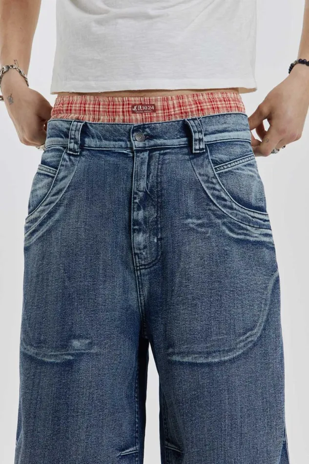 Jaded London Axle Acid Wash Denim Jorts Men Shorts and Jorts