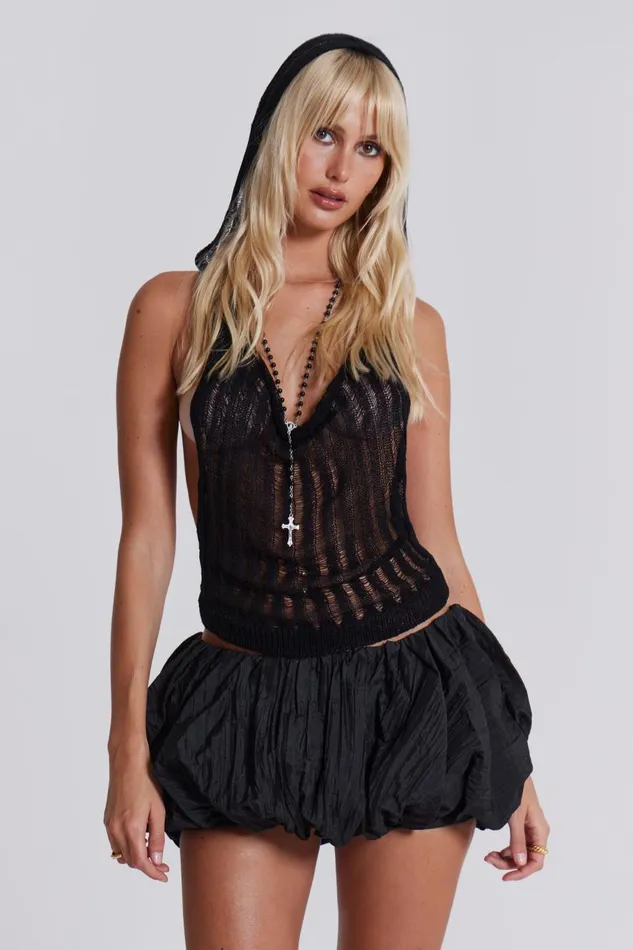 Jaded London Backless Sheer Stripe Knit Top Women Knitwear