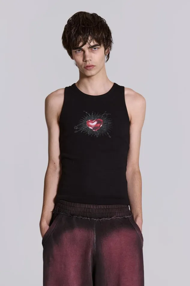 Jaded London Barbed Heart Vest Men TShirts and Vests