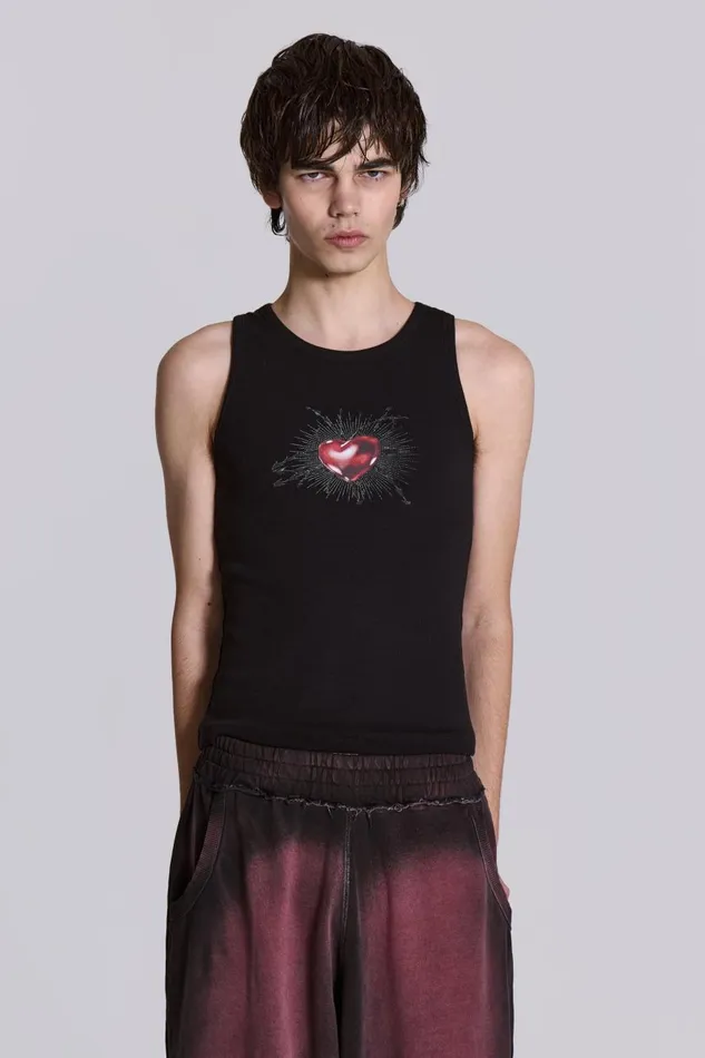 Jaded London Barbed Heart Vest Men TShirts and Vests