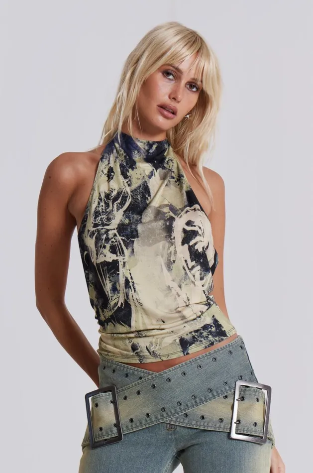 Jaded London Belted Halter Top Women Crop Tops