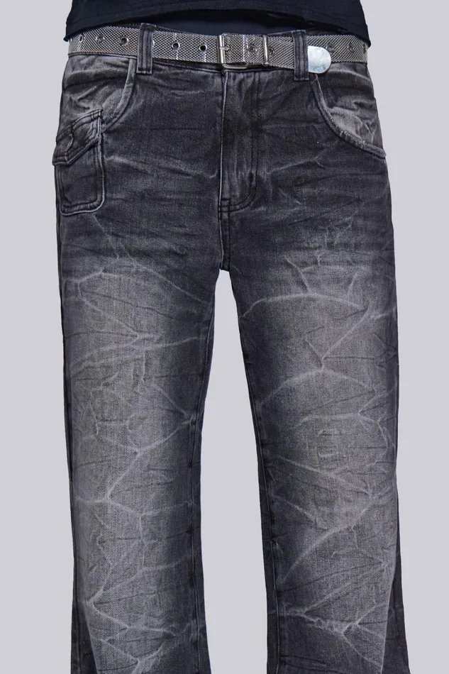 Jaded London Black Crease Blaze Jean Men Bootcut Jeans