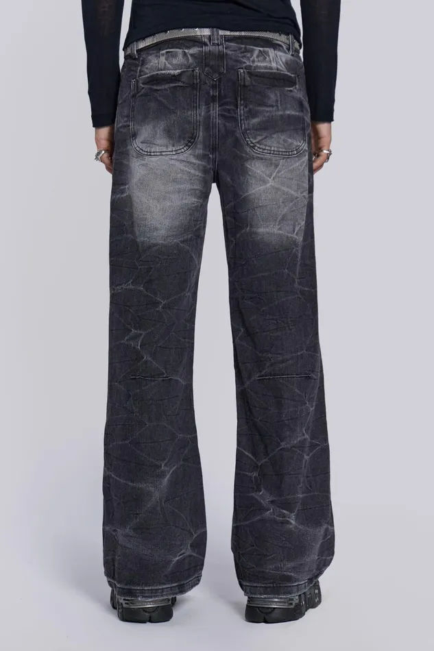 Jaded London Black Crease Blaze Jean Men Bootcut Jeans