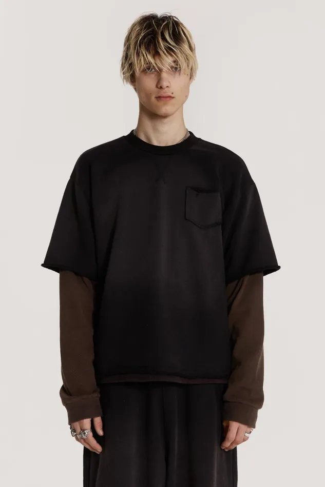 Jaded London Black Double Layered Oversized Washed Top Men TShirts and Vests