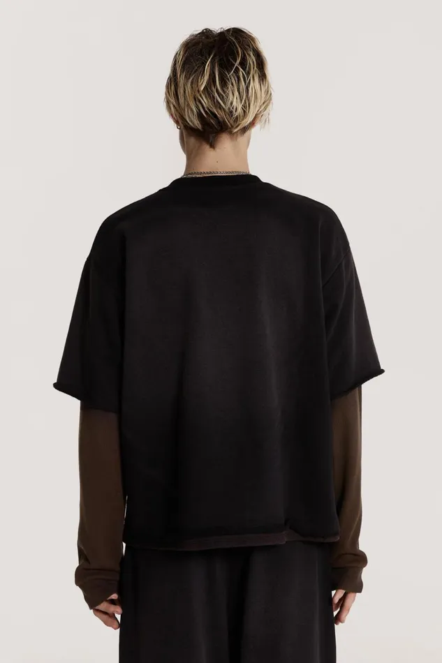 Jaded London Black Double Layered Oversized Washed Top Men TShirts and Vests