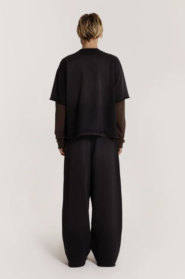 Jaded London Black Double Layered Oversized Washed Top Men TShirts and Vests