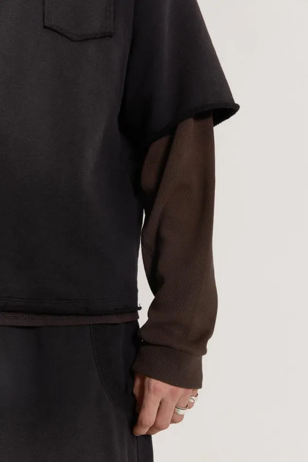 Jaded London Black Double Layered Oversized Washed Top Men TShirts and Vests