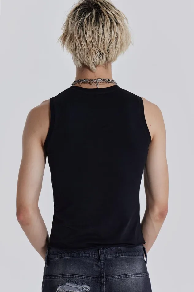 Jaded London Black Hardware Star Vest Men TShirts and Vests