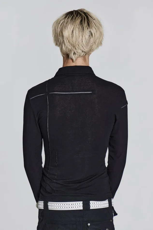 Jaded London Black Jersey Cut and Sew Long Sleeve Shirt Men Tailoring