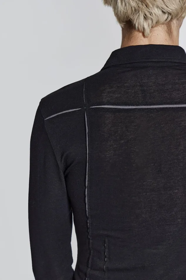 Jaded London Black Jersey Cut and Sew Long Sleeve Shirt Men Tailoring