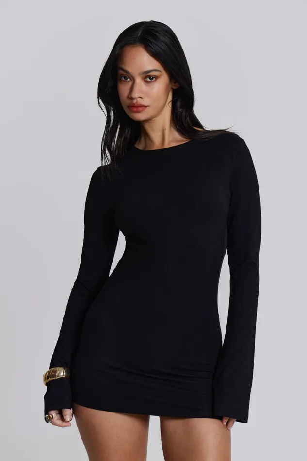 Jaded London Black Long Sleeve Mesh Mini Dress Women Mini Dresses