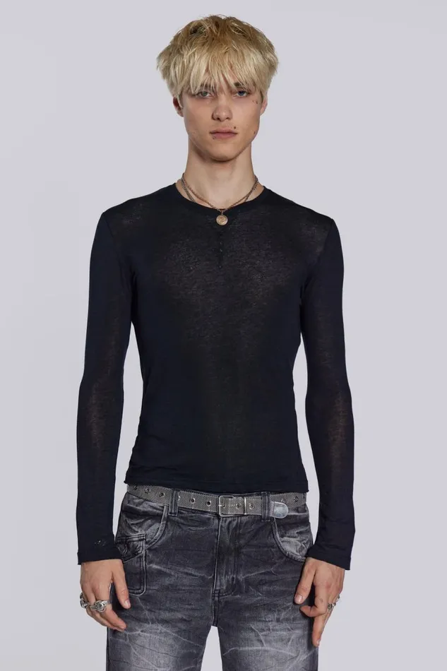 Jaded London Black Mist Long Sleeve Men Basics